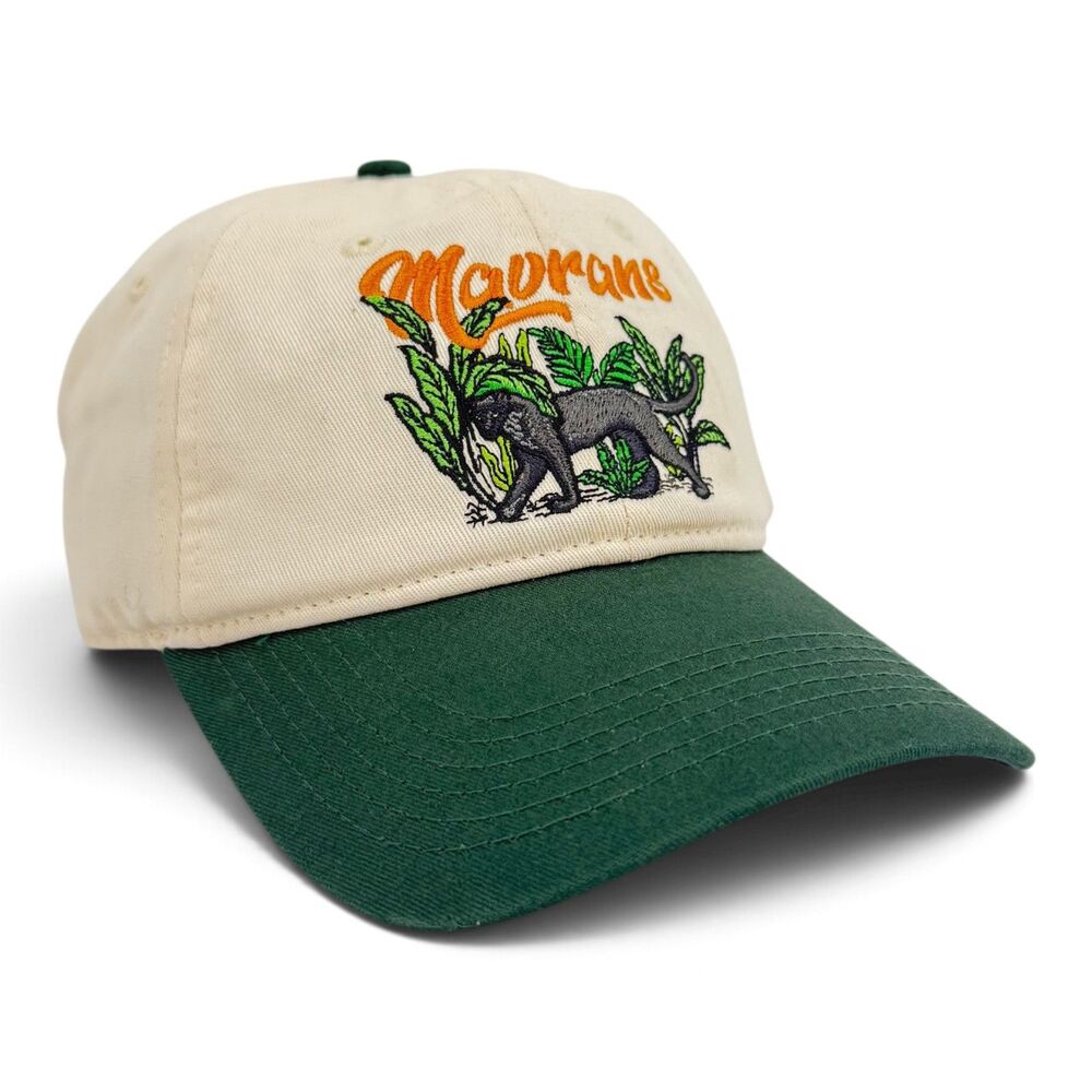 NEW MAVRANS Panther Dad Hat Cream Green Two Tone Embroidered Cap Cream/Green